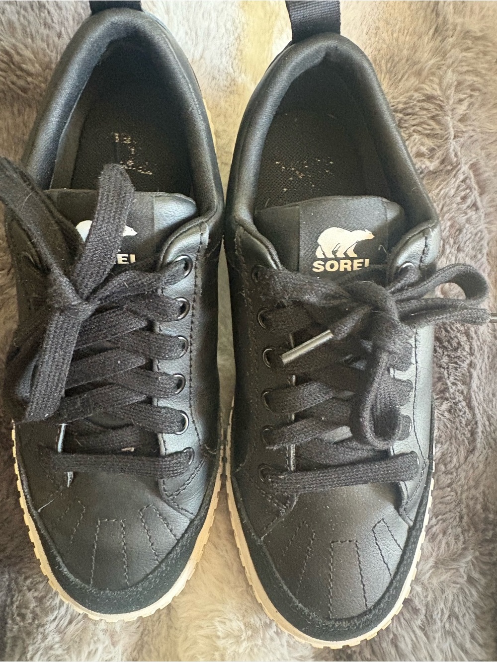 Sorel Black Leather Low-Top Sneakers with Cream Outsole